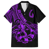 Polynesia Hawaiian Shirt Fish Hook Tattoo Go Fishing Polynesian Pattern Purple - Wonder Print Shop