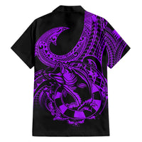 Polynesia Hawaiian Shirt Fish Hook Tattoo Go Fishing Polynesian Pattern Purple - Wonder Print Shop