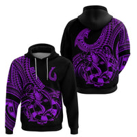Polynesia Hoodie Fish Hook Tattoo Go Fishing Polynesian Pattern Purple - Wonder Print Shop