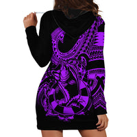 Polynesia Hoodie Dress Fish Hook Tattoo Go Fishing Polynesian Pattern Purple - Wonder Print Shop