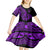 Polynesia Kid Short Sleeve Dress Fish Hook Tattoo Go Fishing Polynesian Pattern Purple - Wonder Print Shop