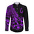 Polynesia Long Sleeve Button Shirt Fish Hook Tattoo Go Fishing Polynesian Pattern Purple - Wonder Print Shop