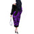 Polynesia Off The Shoulder Long Sleeve Dress Fish Hook Tattoo Go Fishing Polynesian Pattern Purple - Wonder Print Shop