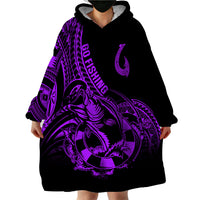 Polynesia Wearable Blanket Hoodie Fish Hook Tattoo Go Fishing Polynesian Pattern Purple - Wonder Print Shop