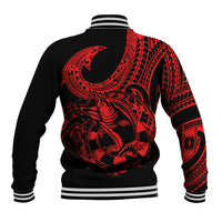 Polynesia Baseball Jacket Fish Hook Tattoo Go Fishing Polynesian Pattern Red - Wonder Print Shop