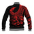 Polynesia Baseball Jacket Fish Hook Tattoo Go Fishing Polynesian Pattern Red - Wonder Print Shop