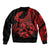 Polynesia Bomber Jacket Fish Hook Tattoo Go Fishing Polynesian Pattern Red - Wonder Print Shop