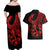 Polynesia Couples Matching Off Shoulder Maxi Dress and Hawaiian Shirt Fish Hook Tattoo Go Fishing Polynesian Pattern Red - Wonder Print Shop