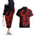 Polynesia Couples Matching Off The Shoulder Long Sleeve Dress and Hawaiian Shirt Fish Hook Tattoo Go Fishing Polynesian Pattern Red - Wonder Print Shop