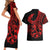 Polynesia Couples Matching Short Sleeve Bodycon Dress and Hawaiian Shirt Fish Hook Tattoo Go Fishing Polynesian Pattern Red - Wonder Print Shop