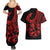 Polynesia Couples Matching Summer Maxi Dress and Hawaiian Shirt Fish Hook Tattoo Go Fishing Polynesian Pattern Red - Wonder Print Shop