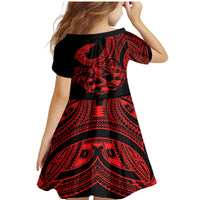 Polynesia Family Matching Mermaid Dress and Hawaiian Shirt Fish Hook Tattoo Go Fishing Polynesian Pattern Red - Wonder Print Shop