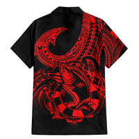 Polynesia Family Matching Mermaid Dress and Hawaiian Shirt Fish Hook Tattoo Go Fishing Polynesian Pattern Red - Wonder Print Shop