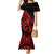 Polynesia Family Matching Mermaid Dress and Hawaiian Shirt Fish Hook Tattoo Go Fishing Polynesian Pattern Red - Wonder Print Shop