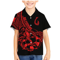 Polynesia Family Matching Mermaid Dress and Hawaiian Shirt Fish Hook Tattoo Go Fishing Polynesian Pattern Red - Wonder Print Shop