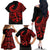 Polynesia Family Matching Off Shoulder Long Sleeve Dress and Hawaiian Shirt Fish Hook Tattoo Go Fishing Polynesian Pattern Red - Wonder Print Shop