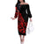 Polynesia Family Matching Off Shoulder Long Sleeve Dress and Hawaiian Shirt Fish Hook Tattoo Go Fishing Polynesian Pattern Red - Wonder Print Shop