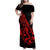 Polynesia Family Matching Off Shoulder Maxi Dress and Hawaiian Shirt Fish Hook Tattoo Go Fishing Polynesian Pattern Red - Wonder Print Shop