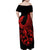 Polynesia Family Matching Off Shoulder Maxi Dress and Hawaiian Shirt Fish Hook Tattoo Go Fishing Polynesian Pattern Red - Wonder Print Shop