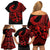 Polynesia Family Matching Off Shoulder Short Dress and Hawaiian Shirt Fish Hook Tattoo Go Fishing Polynesian Pattern Red - Wonder Print Shop