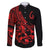 Polynesia Family Matching Puletasi Dress and Hawaiian Shirt Fish Hook Tattoo Go Fishing Polynesian Pattern Red - Wonder Print Shop
