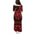 Polynesia Family Matching Puletasi Dress and Hawaiian Shirt Fish Hook Tattoo Go Fishing Polynesian Pattern Red - Wonder Print Shop
