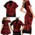 Polynesia Family Matching Short Sleeve Bodycon Dress and Hawaiian Shirt Fish Hook Tattoo Go Fishing Polynesian Pattern Red - Wonder Print Shop
