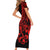 Polynesia Family Matching Short Sleeve Bodycon Dress and Hawaiian Shirt Fish Hook Tattoo Go Fishing Polynesian Pattern Red - Wonder Print Shop