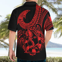 Polynesia Hawaiian Shirt Fish Hook Tattoo Go Fishing Polynesian Pattern Red - Wonder Print Shop