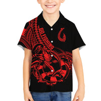 Polynesia Hawaiian Shirt Fish Hook Tattoo Go Fishing Polynesian Pattern Red - Wonder Print Shop