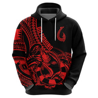Polynesia Hoodie Fish Hook Tattoo Go Fishing Polynesian Pattern Red - Wonder Print Shop
