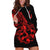 Polynesia Hoodie Dress Fish Hook Tattoo Go Fishing Polynesian Pattern Red - Wonder Print Shop