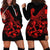 Polynesia Hoodie Dress Fish Hook Tattoo Go Fishing Polynesian Pattern Red - Wonder Print Shop