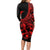 Polynesia Long Sleeve Bodycon Dress Fish Hook Tattoo Go Fishing Polynesian Pattern Red - Wonder Print Shop