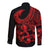 Polynesia Long Sleeve Button Shirt Fish Hook Tattoo Go Fishing Polynesian Pattern Red - Wonder Print Shop