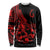 Polynesia Long Sleeve Shirt Fish Hook Tattoo Go Fishing Polynesian Pattern Red - Wonder Print Shop