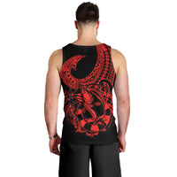 Polynesia Men Tank Top Fish Hook Tattoo Go Fishing Polynesian Pattern Red - Wonder Print Shop