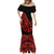 Polynesia Mermaid Dress Fish Hook Tattoo Go Fishing Polynesian Pattern Red - Wonder Print Shop