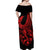 Polynesia Off Shoulder Maxi Dress Fish Hook Tattoo Go Fishing Polynesian Pattern Red - Wonder Print Shop
