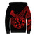 Polynesia Sherpa Hoodie Fish Hook Tattoo Go Fishing Polynesian Pattern Red - Wonder Print Shop