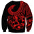 Polynesia Sweatshirt Fish Hook Tattoo Go Fishing Polynesian Pattern Red - Wonder Print Shop