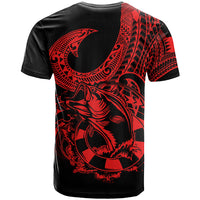 Polynesia T Shirt Fish Hook Tattoo Go Fishing Polynesian Pattern Red - Wonder Print Shop