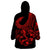 Polynesia Wearable Blanket Hoodie Fish Hook Tattoo Go Fishing Polynesian Pattern Red - Wonder Print Shop
