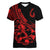 Polynesia Women V Neck T Shirt Fish Hook Tattoo Go Fishing Polynesian Pattern Red - Wonder Print Shop