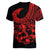 Polynesia Women V Neck T Shirt Fish Hook Tattoo Go Fishing Polynesian Pattern Red - Wonder Print Shop