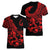 Polynesia Women V Neck T Shirt Fish Hook Tattoo Go Fishing Polynesian Pattern Red - Wonder Print Shop
