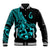 Polynesia Baseball Jacket Fish Hook Tattoo Go Fishing Polynesian Pattern Turquosie - Wonder Print Shop