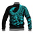 Polynesia Baseball Jacket Fish Hook Tattoo Go Fishing Polynesian Pattern Turquosie - Wonder Print Shop