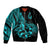 Polynesia Bomber Jacket Fish Hook Tattoo Go Fishing Polynesian Pattern Turquosie - Wonder Print Shop