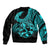 Polynesia Bomber Jacket Fish Hook Tattoo Go Fishing Polynesian Pattern Turquosie - Wonder Print Shop